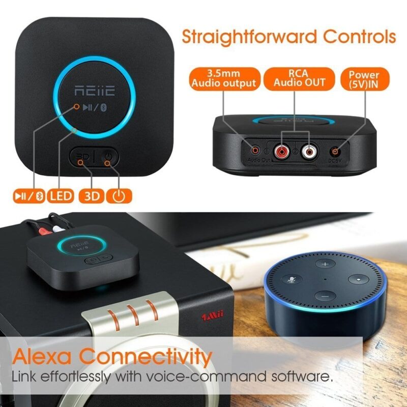 Reiie Bluetooth Audio Adapter with 3D and DSP - Black - Image 3