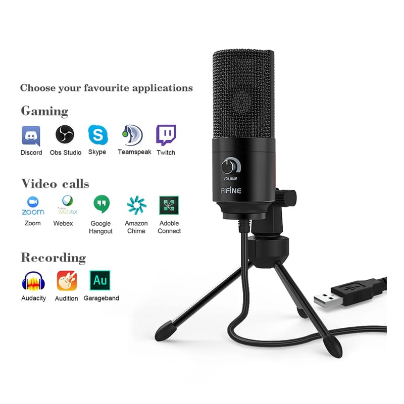 Fifine K669B Cardioid USB Condenser Microphone with Tripod - Black for  R639.00 at Bounce Tech