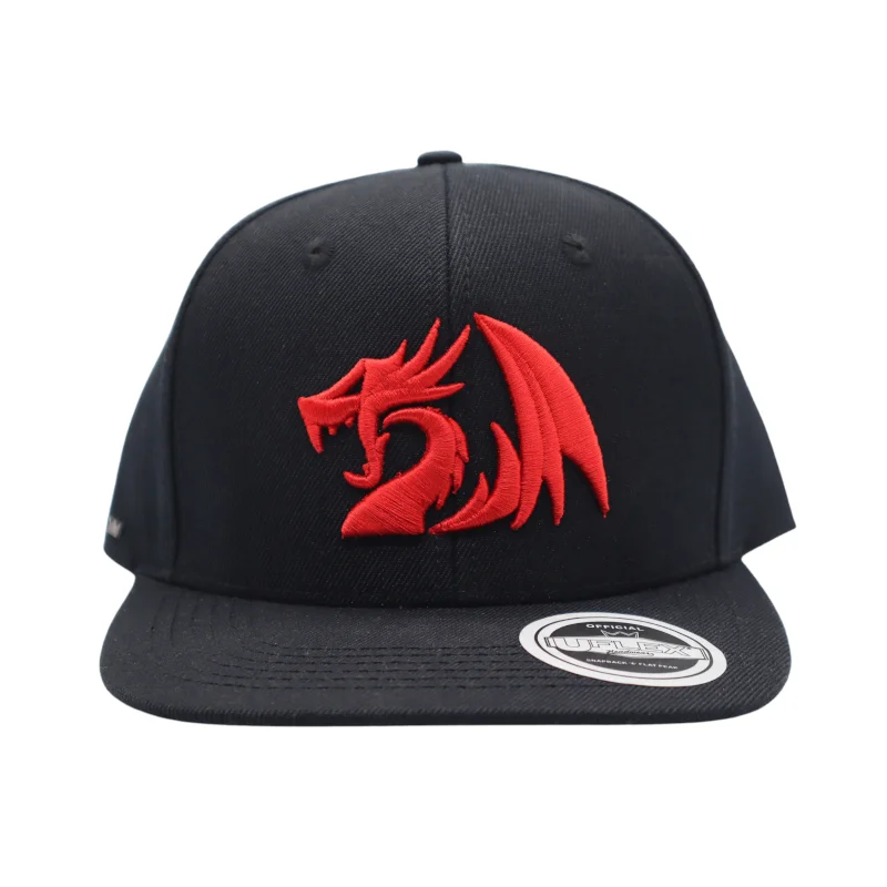 REDRAGON PREMIUM SNAPBACK FLAT PEAK CAP - BLACK - Image 2