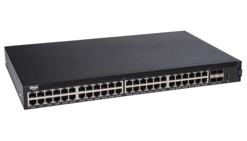 Dell X-Series X1052P 48-Port L2+ Gigabit Ethernet 10/100/1000Base-T, 4x 10Gb SFP+ PoE 1U Smart Managed Network Switch (Excluding Rails)
