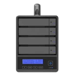4-Bay STARDOM SohoRAID SR4-Series, USB 3.2 Gen1, Touch Button On/Off, RAID Setting, Hardware RAID 0/5/JBOD, Hot-Swap Disk Tray w/Lock, LED Disk Status, Plug & Play, Aluminum Chassis Mobile External RAID Storage