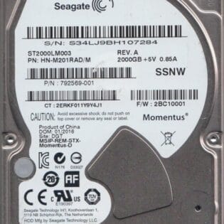 2TB Seagate, Momentus, SATA, 6GB/s, 2.5”, 5400RPM, 32MB Cache, Notebook HDD