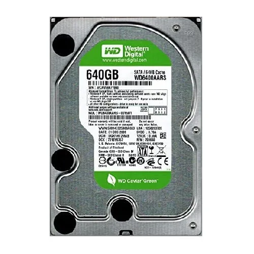 640GB WD Green, SATA, 3GB/s, 3.5”, 7200RPM, 64MB Cache, Desktop HDD