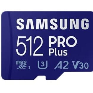 512GB Samsung PRO Plus microSDXC Memory Card, Read -up to 180MB/s Write : up to 130MB/s with UHS-1 interface, Speed Class (U3, V30, A2), Mobile phone, Tablet, Action Camera, 360° Camera, Drone, Laptop, Gaming console, etc.