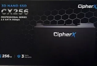 256GB CipherX, CX256 PRO 2.5", 3D NAND TLC, NANDXtend ECC Data Protect, SLC Caching, SATA-6Gbps (0.5 DWPD) (TCG and AES Encryption support) SSD