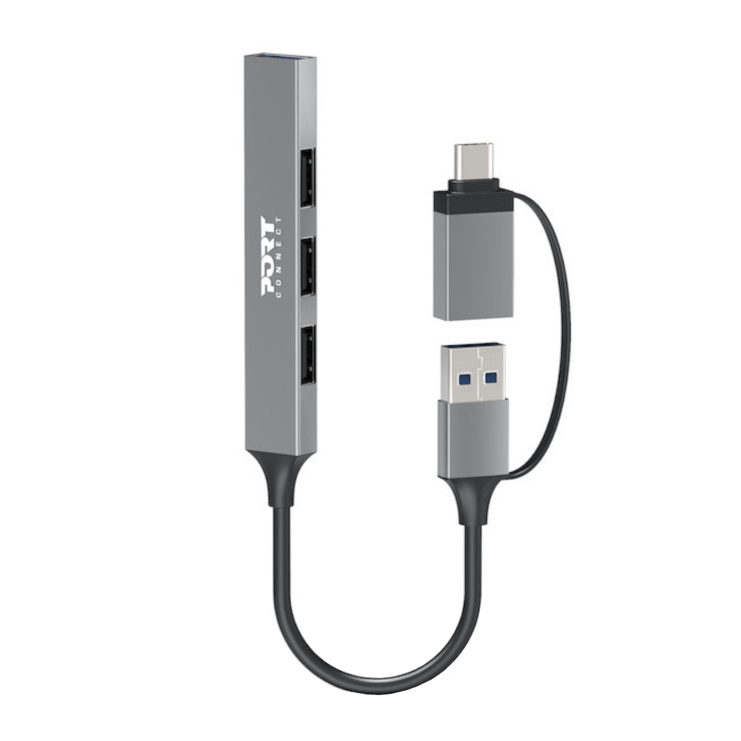 Port Connect USB Type-C to 4-port USB-A 3.0/2.0 Hub