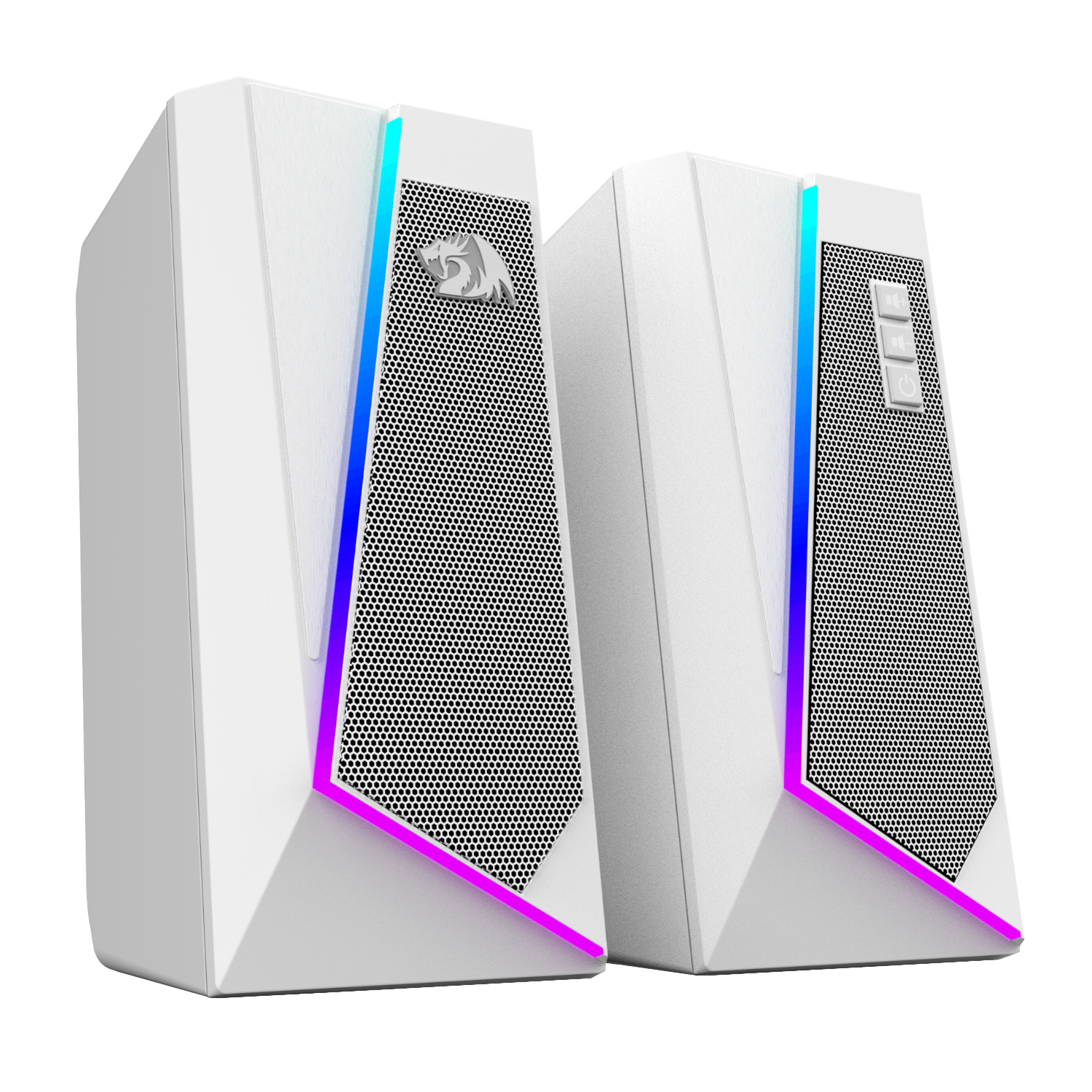 Redragon GS20W ANVIL 3W 2.0 RGB Stereo Desktop PC Speakers - White - Image 3