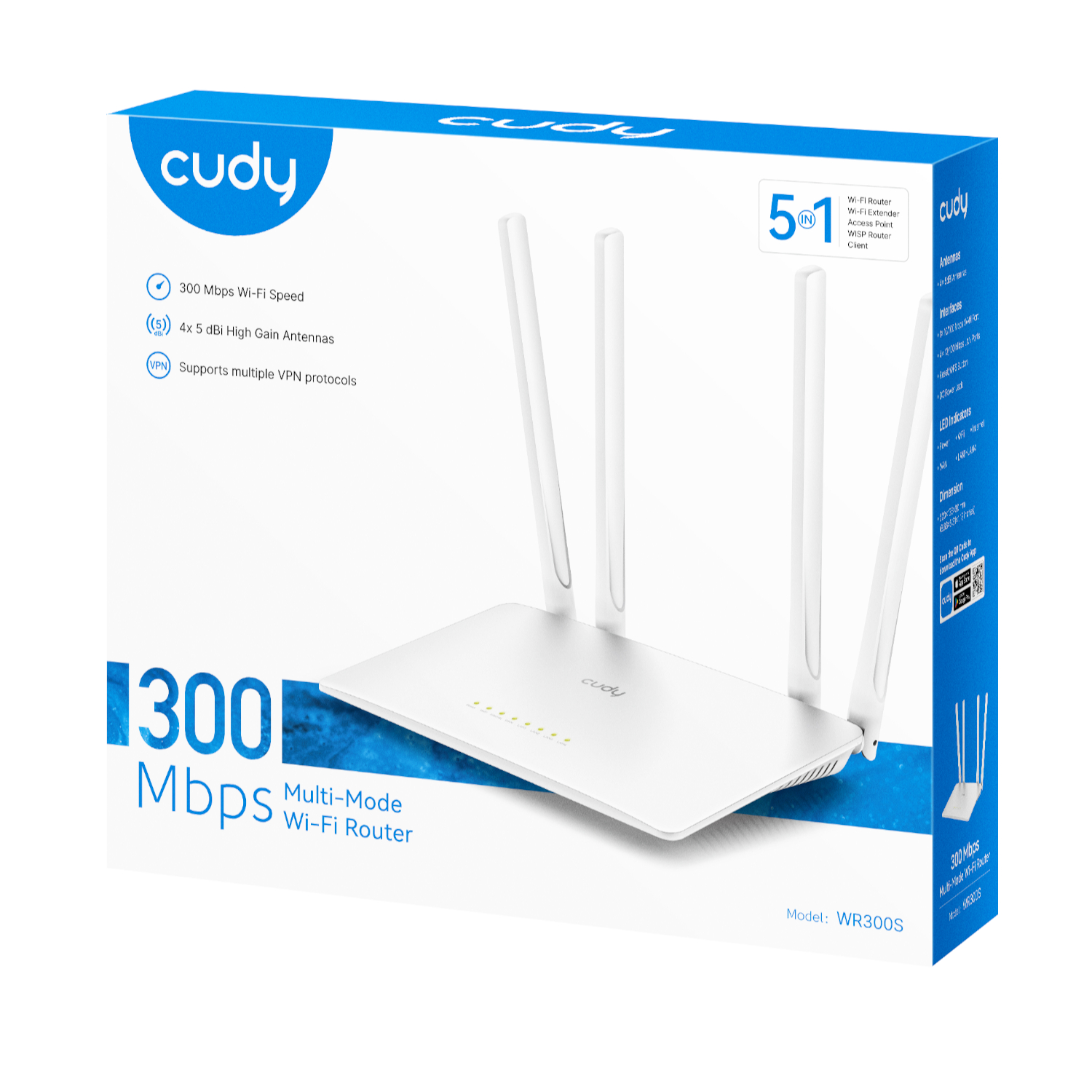 Cudy WR300S 300Mbps 5-Port Wi-Fi 4 Router – White - Image 5