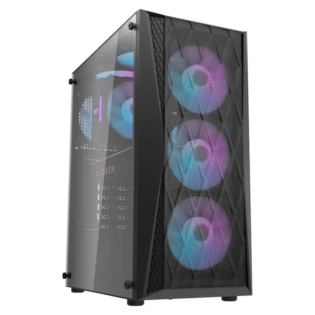 darkFlash Computer Case DK352 Plus - Black (with 4 ARGB Fans)