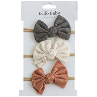 Echo Baby Bow Headbands - Set of 3 (Pebble, Amber, Stone)