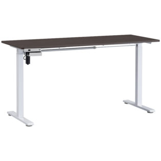 Everfurn Premium Berlin Height Adjustable Desk, White Frame, Chestnut Desktop