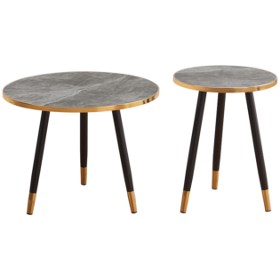 Everfurn Diana Coffee Table Grey Marble with Black Legs