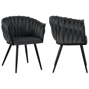 Everfurn Opulent Large Velvet Casual Chair - Grey - 2 Pack