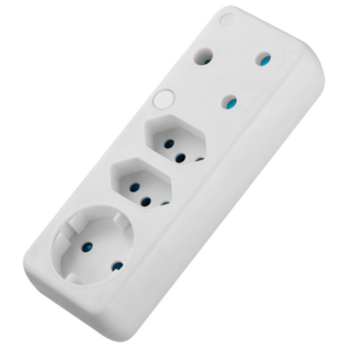 Ellies 4-Way Schuko Adaptor - White