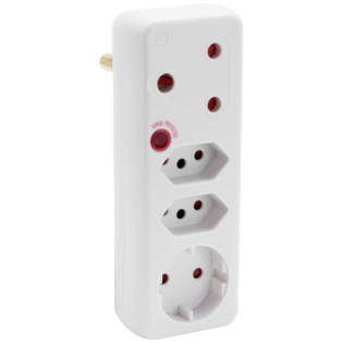 Ellies 4-Way Medium Surge Adaptor with Schuko - White