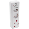 Ellies  3 Way Medium Surge adaptor Schuko,with type C + USB