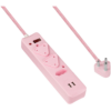 Switched 3-Way Surge-Protected Multiplug with Dual 2.4a USB Ports 3m Braided Cord
