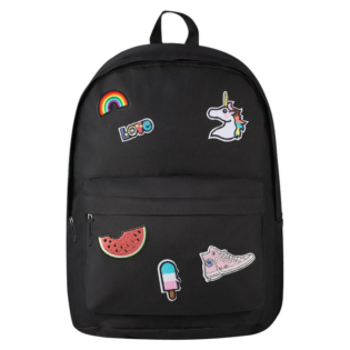 Playground Badges Girls Backpack - Black