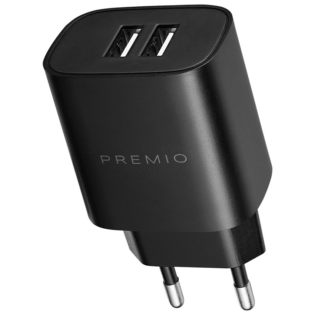 Premio 2.4a Dual Wall Charger - Black