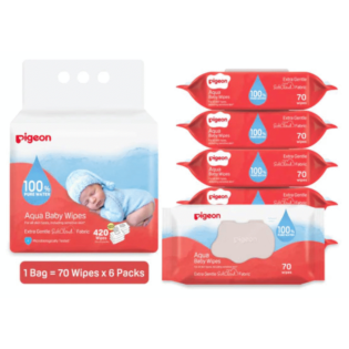PIGEON AQUA BABY WIPES 70's FLIPTOP  6-IN-1