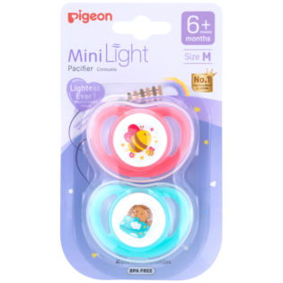 Pigeon - Minilight Pacifier (2 Pc) M Bee/Hedgehog