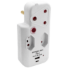Switched 3-Way Medium Surge Adaptor with Type-C + USB - White