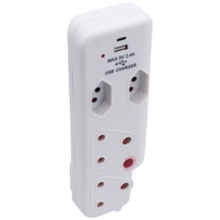Switched 4-Way Medium Surge Adaptor with Type-C + USB