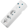 Switched 3-Way Schuko Adaptor with Type C + USB