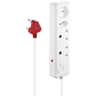Switched 4-Way Medium Surge-Protected Multiplug 0.5m Cord - White