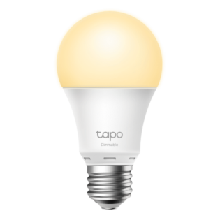 TP-Link Tapo L510E 8.7w Smart Wi-Fi Warm White Light Bulb, Dimmable, A60, E27