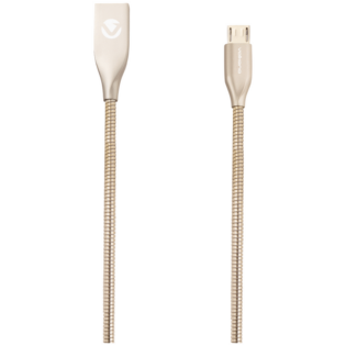 Volkano Iron Series Round Metallic Spring Micro USB Cable 1.2m - Champagne Gold