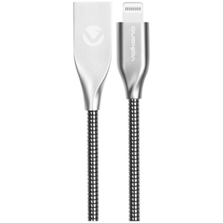 Volkano Iron Series Round Metallic Spring MFI Lightning Cable 1.2m - Silver