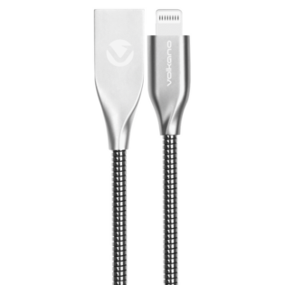 Volkano Iron Series Round Metallic Spring MFI Lightning Cable 6ft - Silver