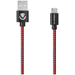 Volkano Braids Series Nylon Braided Micro USB Cable 1.2m - Black & Red