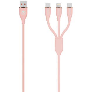 Volkano Flexi Series 3-in-1 Charging Cable - Pink