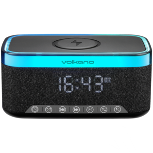 Volkano Radiant 2 Alarm Clock with Wireless Charging and Speaker - Black