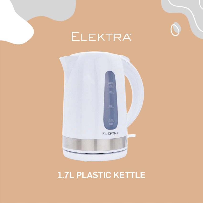 Elektra 1.7l Plastic Kettle - White - Image 2