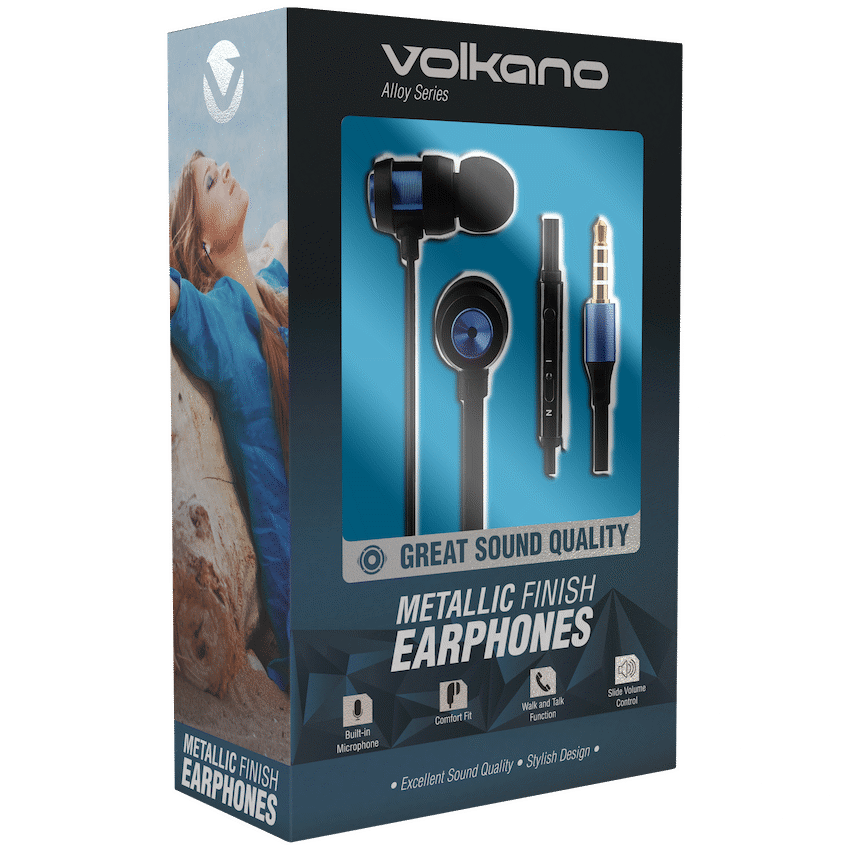 Volkano Alloy Series Metal Earphone - Blue - Image 2