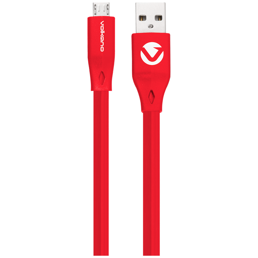 Volkano Slim Series Flat PVC Micro-USB Cable 1.2m - Red - Image 2
