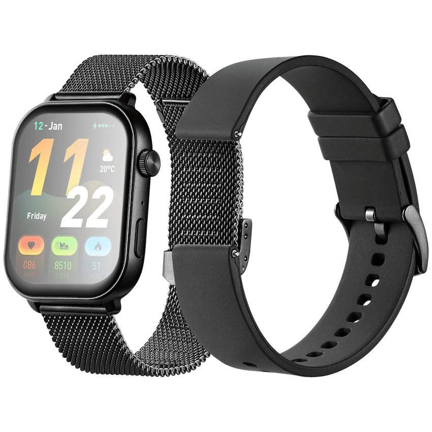 Volkano Trinity Series Smartwatch with Metal Mesh Strap - Black - Image 2