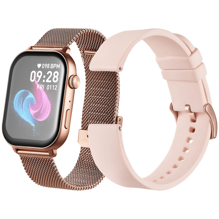 Volkano Trinity Series Smartwatch with Metal Mesh Strap - Gold - Image 2