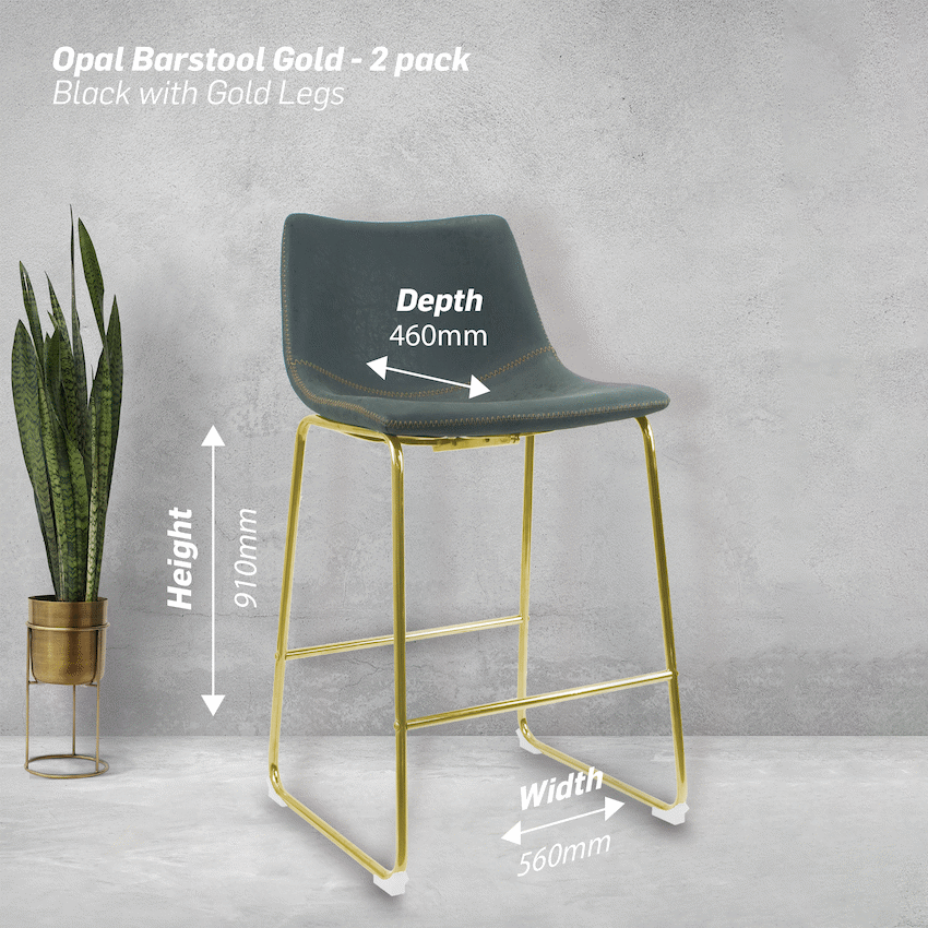 Everfurn Opal Large Barstool Gold - 2 Pack - Image 2
