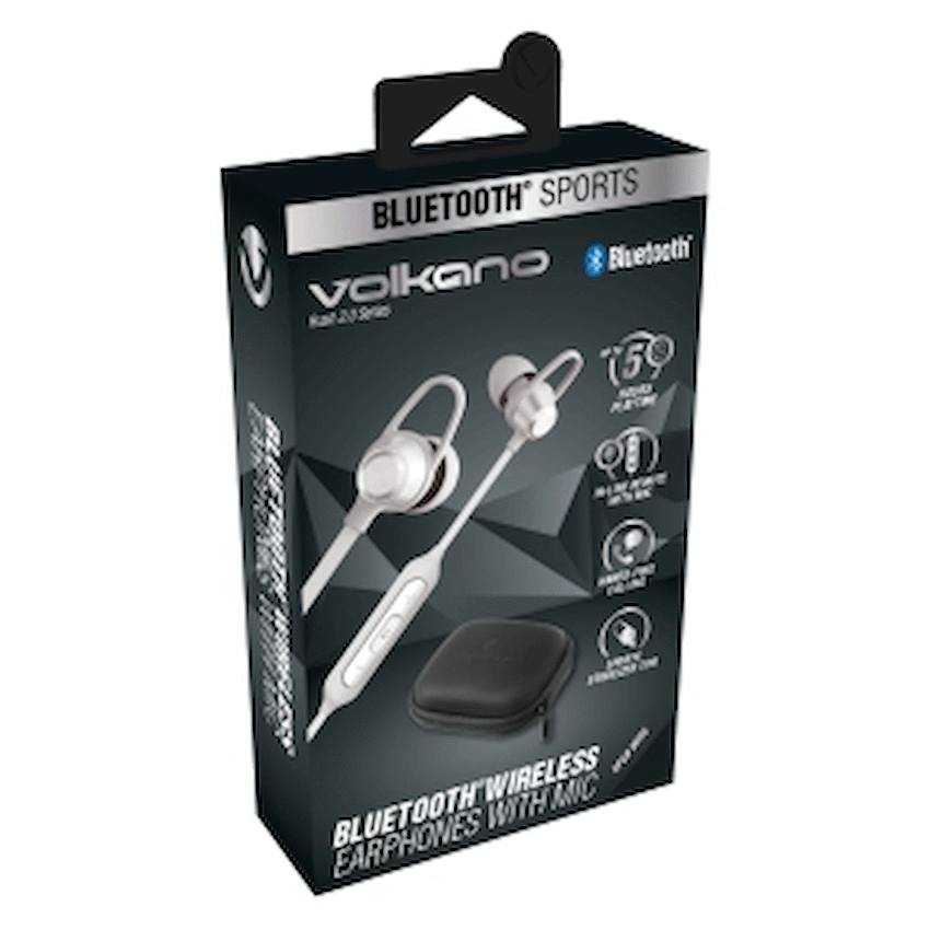 Volkano Rush 2.0 Bluetooth Earphones with Carry Case - Silver - Image 3