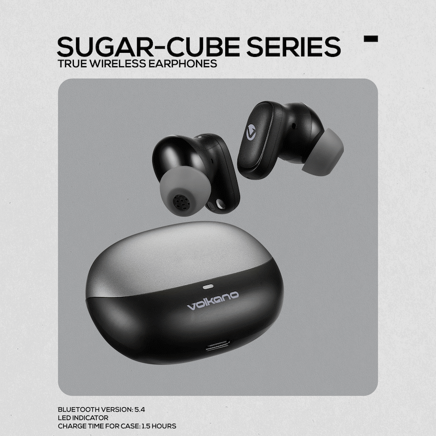 Volkano Sugar-Cube Active Noise Cancelling True Wireless Earphones - Black - Image 3