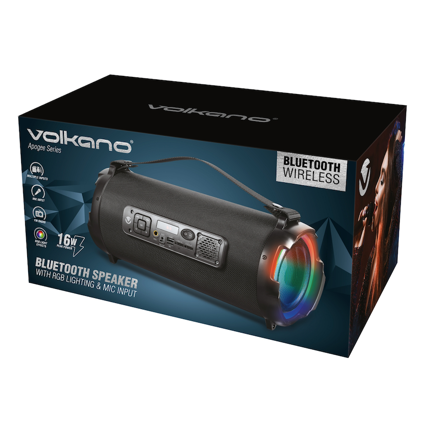 Volkano Apogee Series Bluetooth Speaker with RGB Lighting and Karaoke/Mic Input - Image 3