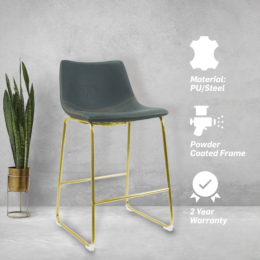 Everfurn Opal Large Barstool Gold - 2 Pack - Image 3