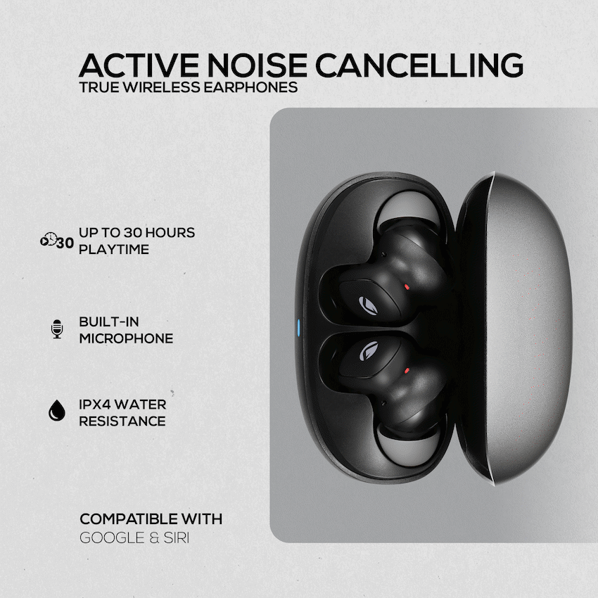 Volkano Sugar-Cube Active Noise Cancelling True Wireless Earphones - Black - Image 4
