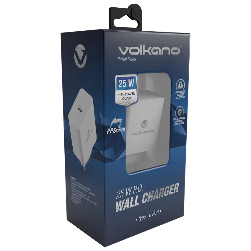 Volkano Potent Series 25w P.D. / PPS Wall Charger - White - Image 4