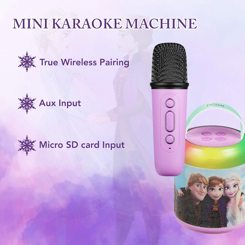 Disney Frozen Cylinder Karaoke Speaker with Bluetooth Microphone - Image 4
