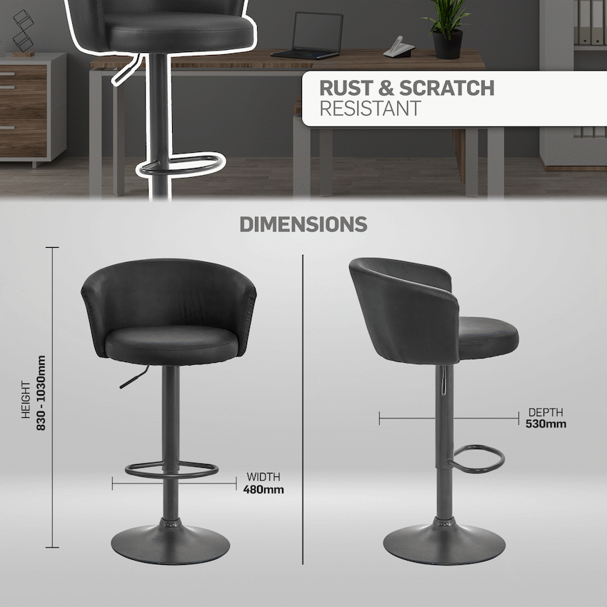 Everfurn Titan Barstool Black - 2 Pack - Image 4